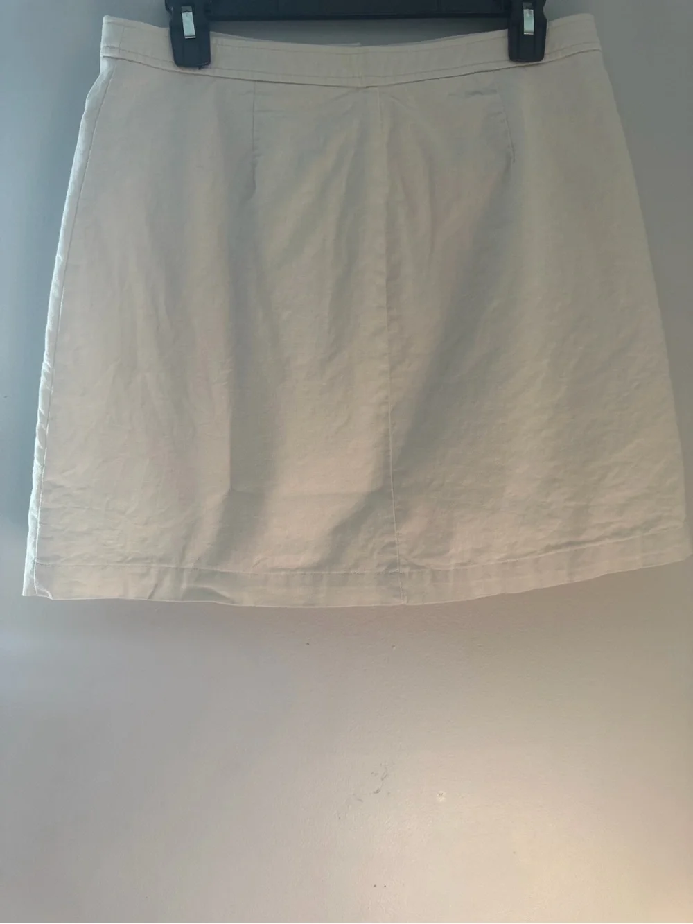 J. Crew Linen Blend Button-Front Cream A line Mini Skirt with Flap Pockets Sz 6